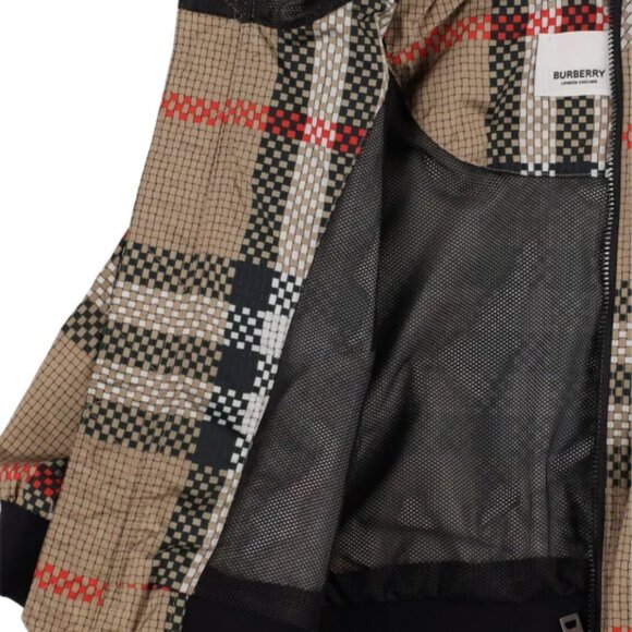 $650 BURBERRY Troy Kids Icon Check Zipped Hooded Nylon Jacket, Size 12M - Picture 3 of 14